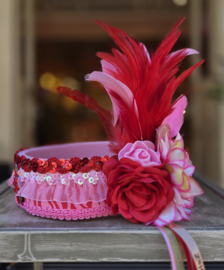 Hoofdband met bloemen Roze/Rood