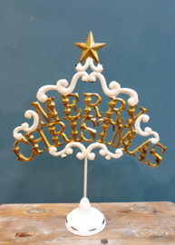 Merry Christmas Deco-standaard Wit/Goud