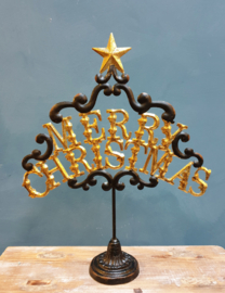 Merry Christmas Deco-standaard Zwart/Goud