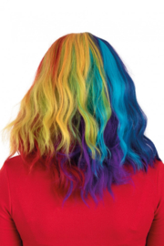 Pruik halflang met wave Multicolor 40 cm