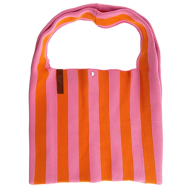Shopper Oranje/Roze streep