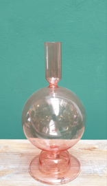 Glazen kandelaar Bol Roze 20 cm