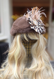 Fluffy Baret Bruin Panter strik