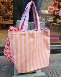 Canvas Shopper Lila/Oranje Stripes