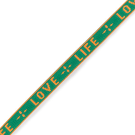 Festivalbandje; "LOVE LIFE" NEON GREEN-ORANGE