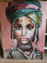 Handpainting Lady on canvas 90 x 120 cm