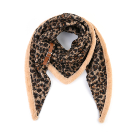 Panter Teddy Sjaal met gesp Roze/Camel