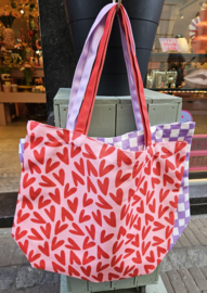 Canvas Shopper Roze/Rood Hearts
