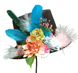 Opgemaakte hoed Flowers Panter Aqua/Multi