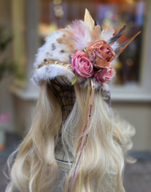 Luipaard bontmuts bloemen Oudroze