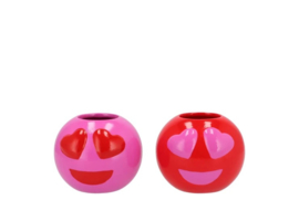 Smiley Pot Hearts  Set Fuchsia/Rood S