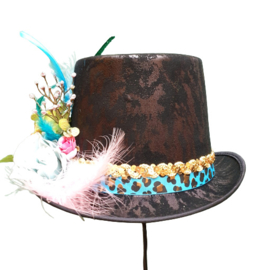Opgemaakte hoed Flowers Panter Aqua/Multi