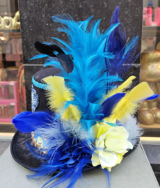 Opgemaakte hoed Zwart Smiley Blauw/Geel