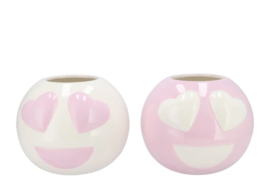 Smiley Pot hearts  Set Wit/Roze L
