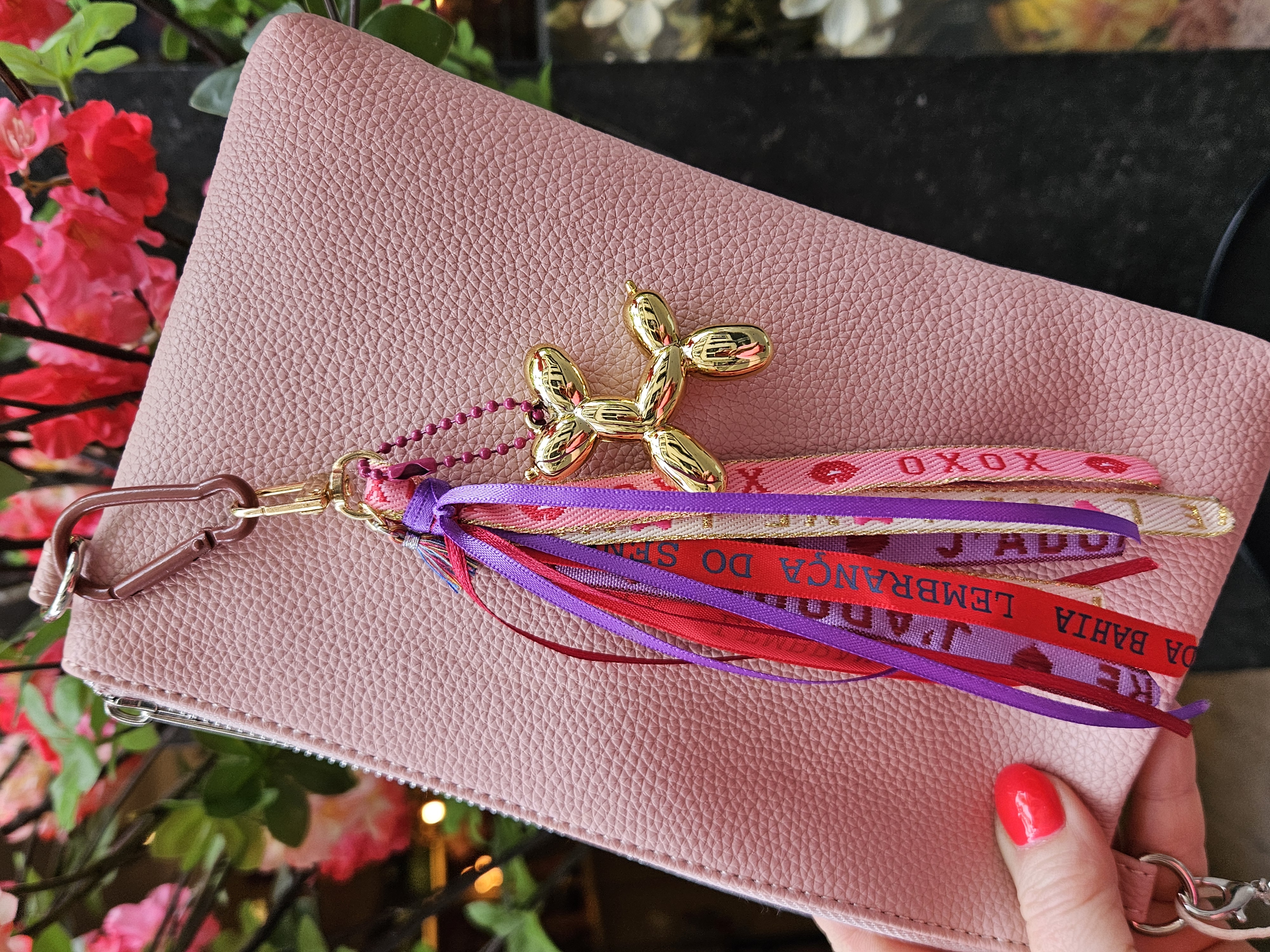 Sleutel/Tashanger Rood/Lila/Roze met Ballonhondje