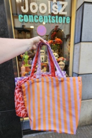 Canvas Shopper Lila/Oranje Stripes