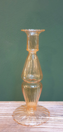 Glazen kandelaar Swirl Zacht-Oker 20 cm