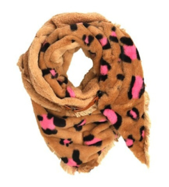 Panter Teddy Sjaal met gesp Roze/Camel