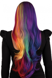 Pruik lang met wave MultiColor 75 cm