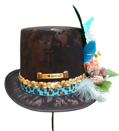 Opgemaakte hoed Flowers Panter Aqua/Multi