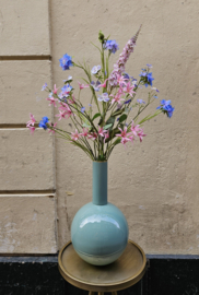 Vaas Pip Studio 33 cm Blauw/Groen met zijdebloemen