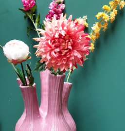 Knoflook-Tulpenvaas Pink met Kunstbloemen