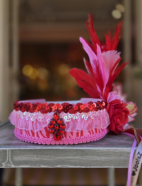 Hoofdband met bloemen Roze/Rood