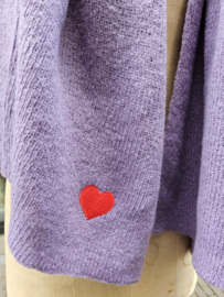 Sjaal rechthoek Lila met hartje