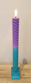 Swirl Led-kaars Paars/Turquoise