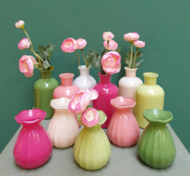 Set vaasjes Fuchsia met kunstbloemen