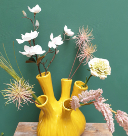 Knoflook-Tulpenvaas Geel met Kunstbloemen