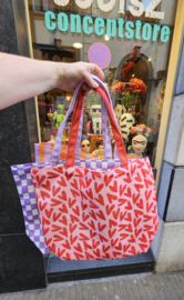 Canvas Shopper Roze/Rood Hearts