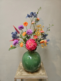 Vaas Pip Studio groen met zijdebloemen