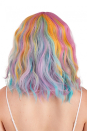 Pruik halflang met wave en pony Pastel 40 cm