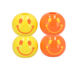 Smiley kandelaar Double 7 x 6 cm Set Geel/Oranje