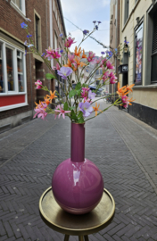 Vaas Pip Studio 33 cm roze met zijdebloemen