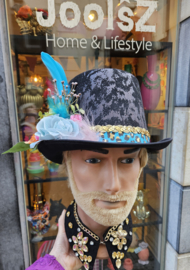 Opgemaakte hoed Flowers Panter Aqua/Multi