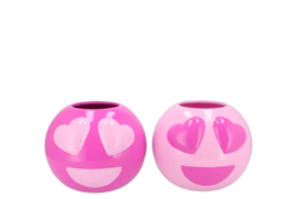Smiley Pot Hearts  Set Fuchsia/Roze M