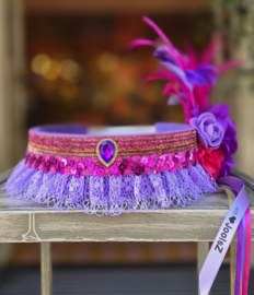 Hoofdband met bloemen Lila/Pink