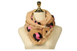 Panter Teddy KIDS-Sjaal met gesp Roze/Camel
