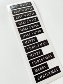 Stickers Merry Christmas/Best Wishes zwart