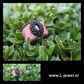 Beadwork ring brown