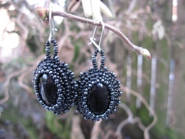 Oorbellen black onyx ovaal