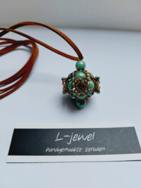 Round cube pendant teal