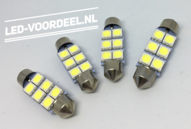 C5W  LED 42mm Helder wit 6 smd - 3 stuks + 1 stuk Gratis