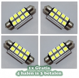 C5W Festoon led 42mm Helder wit Canbus - 3 stuks + 1 stuk Gratis