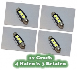 C5W Festoon led 36mm Helder wit Canbus - 3 stuks + 1 stuk Gratis