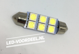 C5W  LED 42mm Helder wit 6 smd - 3 stuks + 1 stuk Gratis