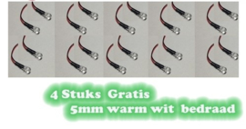 LEDjes 5mm Warm wit 12 Volt - 10 stuks