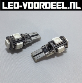 T10 W5W 5 smd LED - Canbus Knipperlicht - 1 setje, T10 LED met canbus